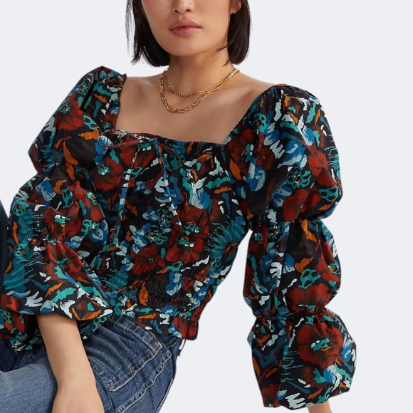 Porridge x Anthropologie Tiered Poplin Blouse Size Large - Picture 1 of 9